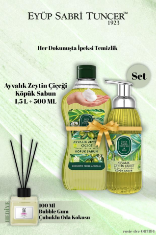 Eyüp Sabri Tuncer 1,5 L + 500 Ml Ayvalık Zeytin Çiçeği Köpük Sabun Bubble Gum Koku Hediye
