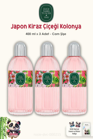 Eyüp Sabri Tuncer Japon Kiraz Çiçeği Cam Şişe Kolonya 3 Adet 400 ml ve ROSIE
