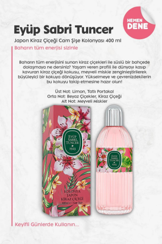 Eyüp Sabri Tuncer Japon Kiraz Çiçeği Cam Şişe Kolonya 3 Adet 400 ml ve ROSIE