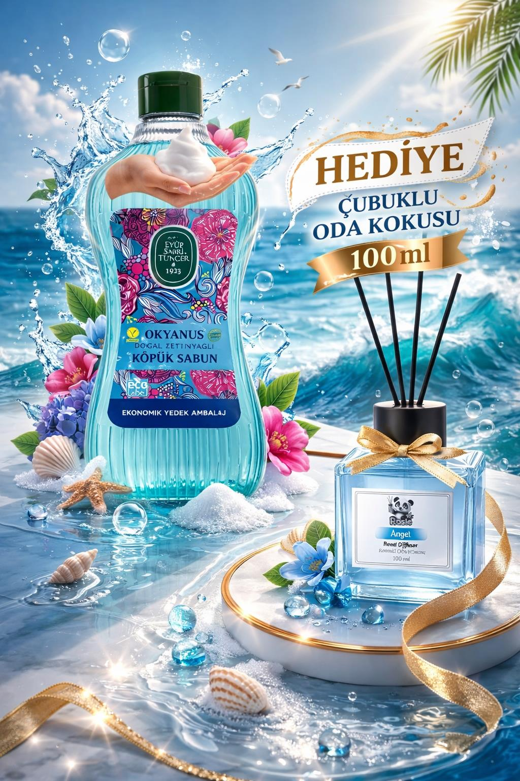 Eyüp Sabri Tuncer Okyanus Köpük Sabun 1.5 lt  ve Rosie Angel Koku Hediye