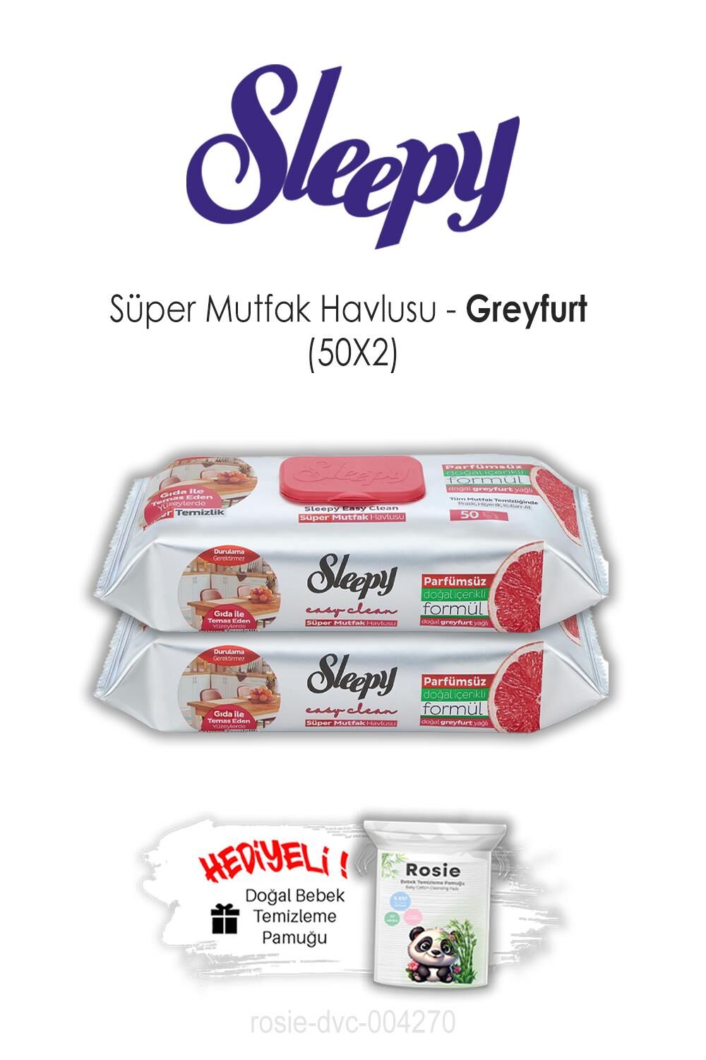 Easy Clean 2'li Greyfurtlu Süper Mutfak Havlusu 50'li ve ROSIE