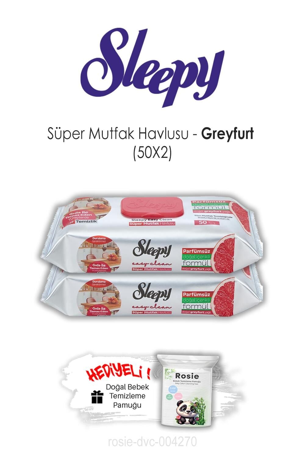 Easy Clean 2'li Greyfurtlu Süper Mutfak Havlusu 50'li ve ROSIE