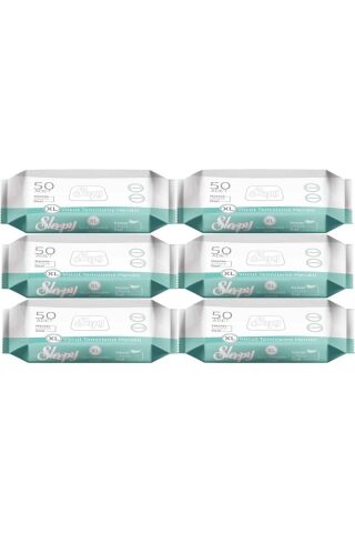 Sleepy Hasta Vücut Temizleme Islak Mendil Havlu 50 Yaprak XL (6 Lı Set)