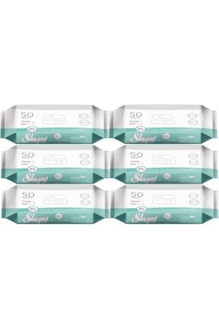 Sleepy Hasta Vücut Temizleme Islak Mendil Havlu 50 Yaprak XL (6 Lı Set)