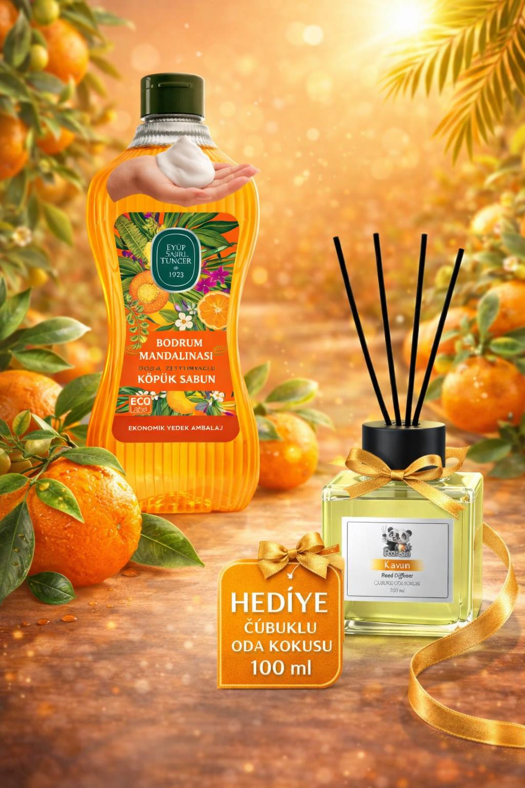 Eyüp Sabri Tuncer Bodrum Mandalinası Köpük Sabun 1,5 L ve Kavun Koku Hediye