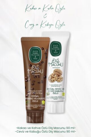 Eyüp Sabri Tuncer Diş Macunu Kakao ve Kahve Özlü 90 ml ve Ceviz ve Kabuğu Özlü 90 ml
