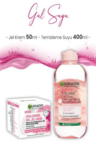 Garnier Micellar Gül Suyu Makyaj Temizleme Işıltı 400 ml ve Jel Krem 50 ml