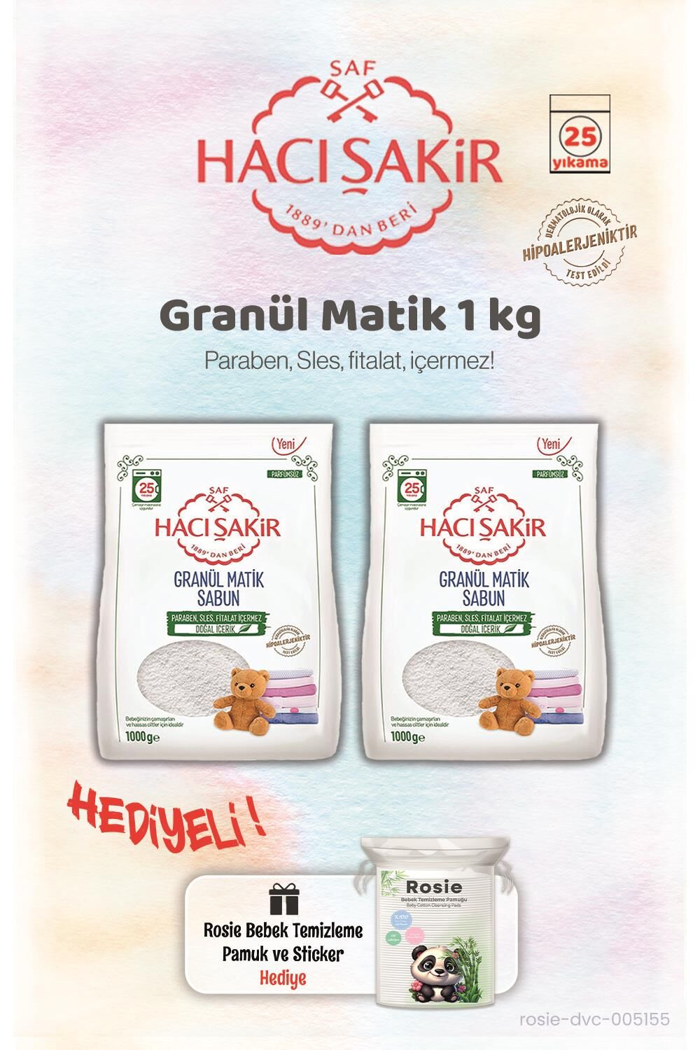 2 Adet Granül Matik Çamaşır Deterjanı 1000 gr ve Rosie