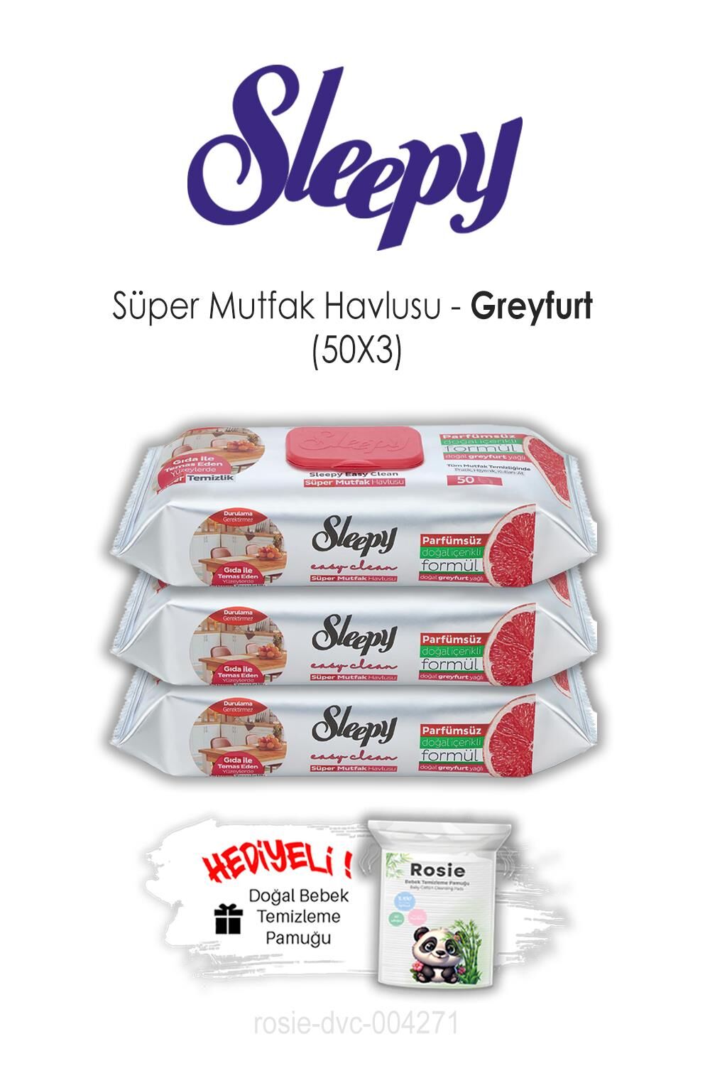 3 Adet Easy Clean Greyfurtlu Süper Mutfak Havlusu 50'li ve ROSIE