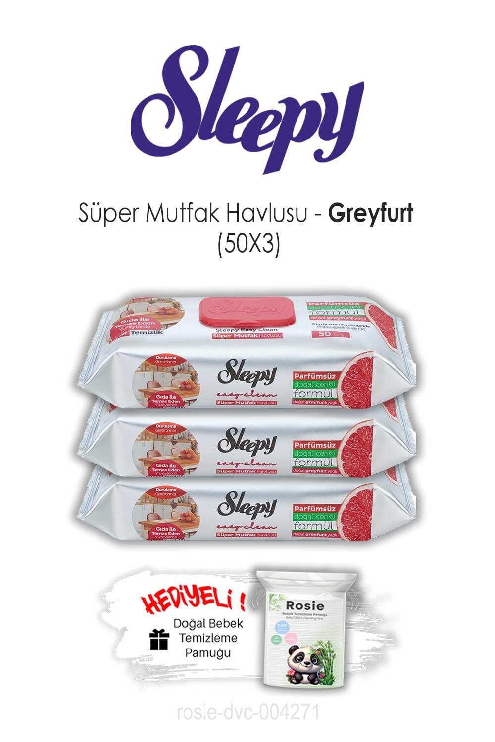 3 Adet Easy Clean Greyfurtlu Süper Mutfak Havlusu 50'li ve ROSIE