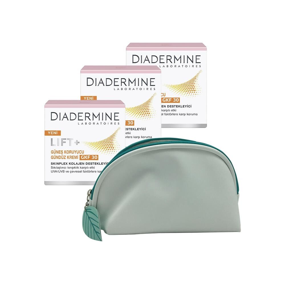 Diadermine Lift+ Protection Kırışıklık Karşıtı Güneş Koruyucu Gündüz Kremi Spf 30 50 ml x 3 ve Diadermine Çanta Hediyeli