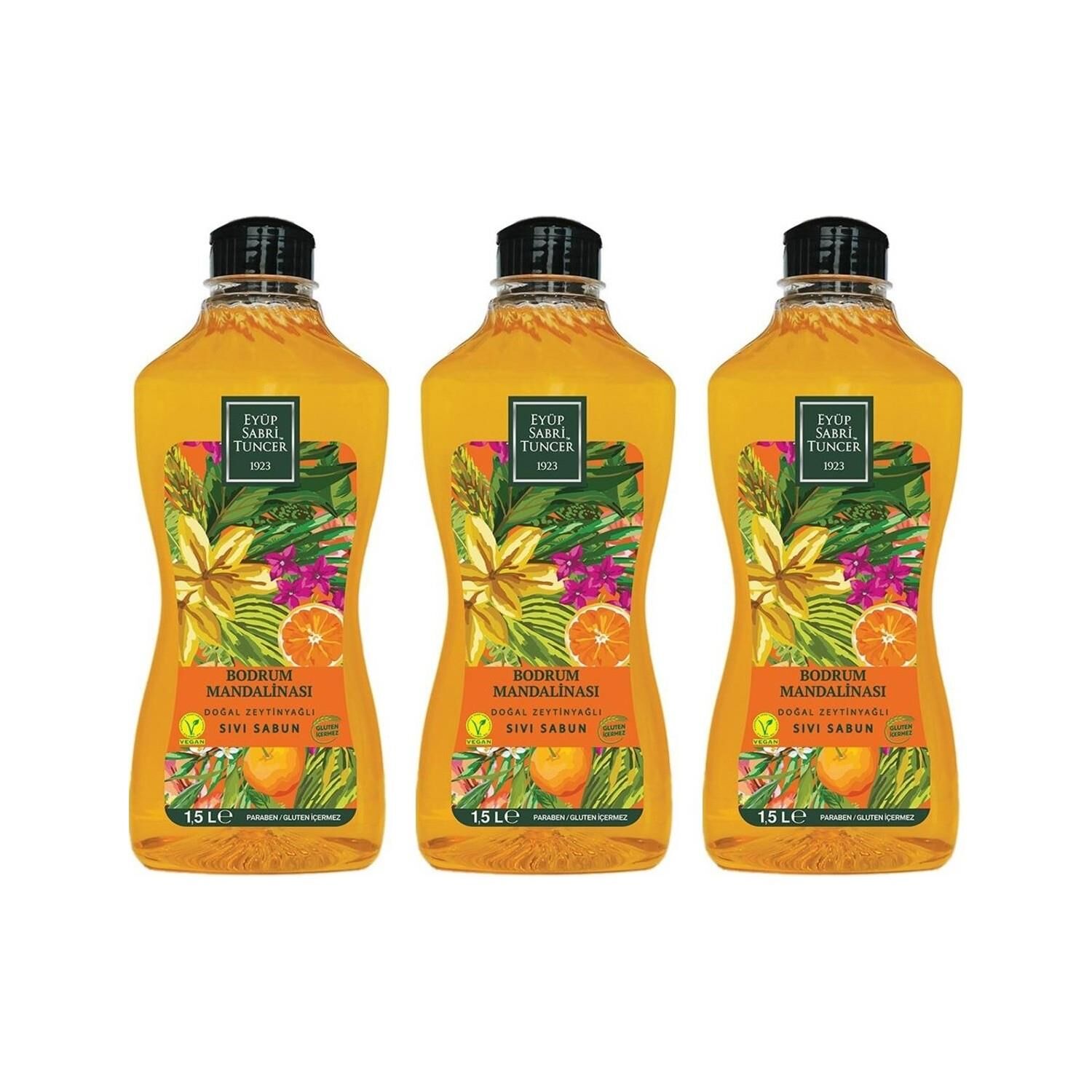 Eyüp Sabri Tuncer Bodrum Mandalinası Doğal Zeytinyağlı Sıvı Sabun 1500 ML x 3