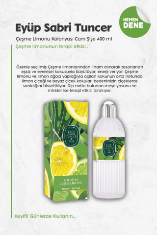 Eyüp Sabri Tuncer Çeşme Limonu Kolonyası Cam Şişe 3'lü 400 ml ve ROSIE Pamuk