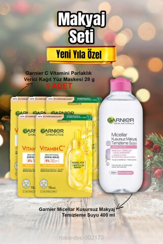 Garnier C Vitamini Kağıt Yüz Maskesi X 5 ve Micellar Makyaj Temizleme Suyu