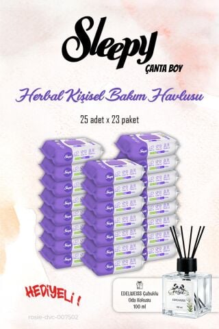 23 Paket Sleepy Herbal Kişisel Bakım Havlusu 25'li ve ROSIE Koku