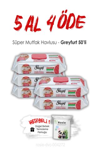 5 AL 4 ÖDE Sleepy Greyfurtlu Süper Mutfak Havlusu 50'li ve ROSIE