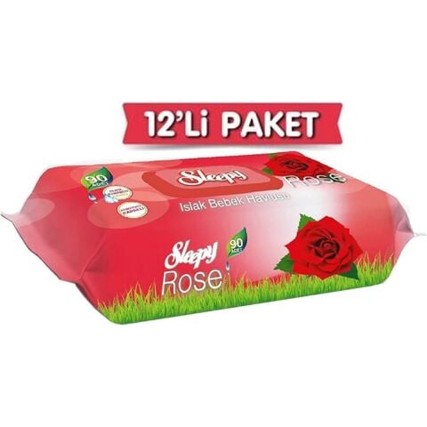 Sleepy Gül Kokulu Islak Havlu 90 Yaprak x 12 Adet