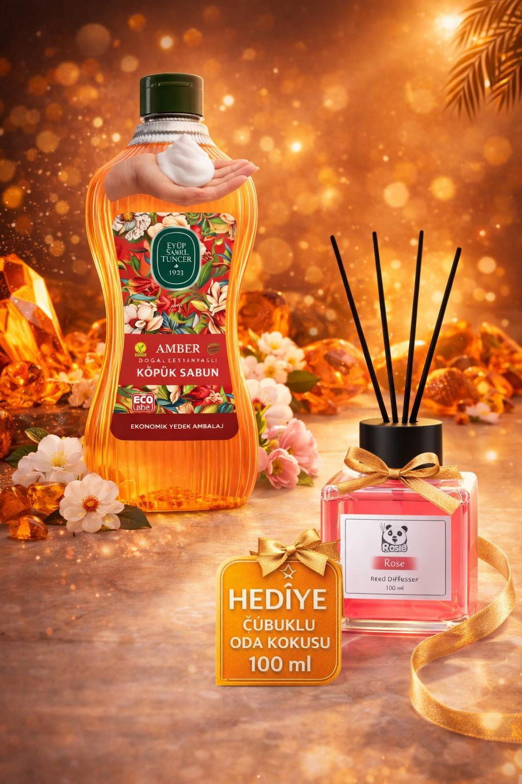 Eyüp Sabri Tuncer Amber Köpük Sabun 1,5 L ve Gül Koku Hediye