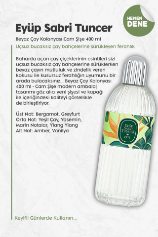 Eyüp Sabri Tuncer Beyaz Çay Kolonyası Cam Şişe 400 ml 3 Adet ve ROSIE Pamuk