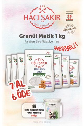 7 AL 6 ÖDE Hacı Şakir 1 kg Granül Matik Çamaşır Deterjanı ve Rosie