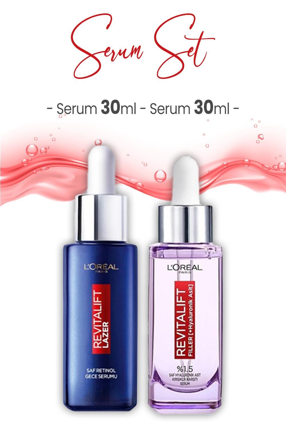 Loreal Paris Revitalift Lazer Retinol Gece Serumu 30 ml ve Dolgunlaştırıcı Serum 30 ml