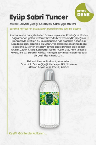 Eyüp Sabri Tuncer  3'lü Ayvalık Zeytin Çiçeği Kolonyası Cam Şişe 400 ml ve ROSIE