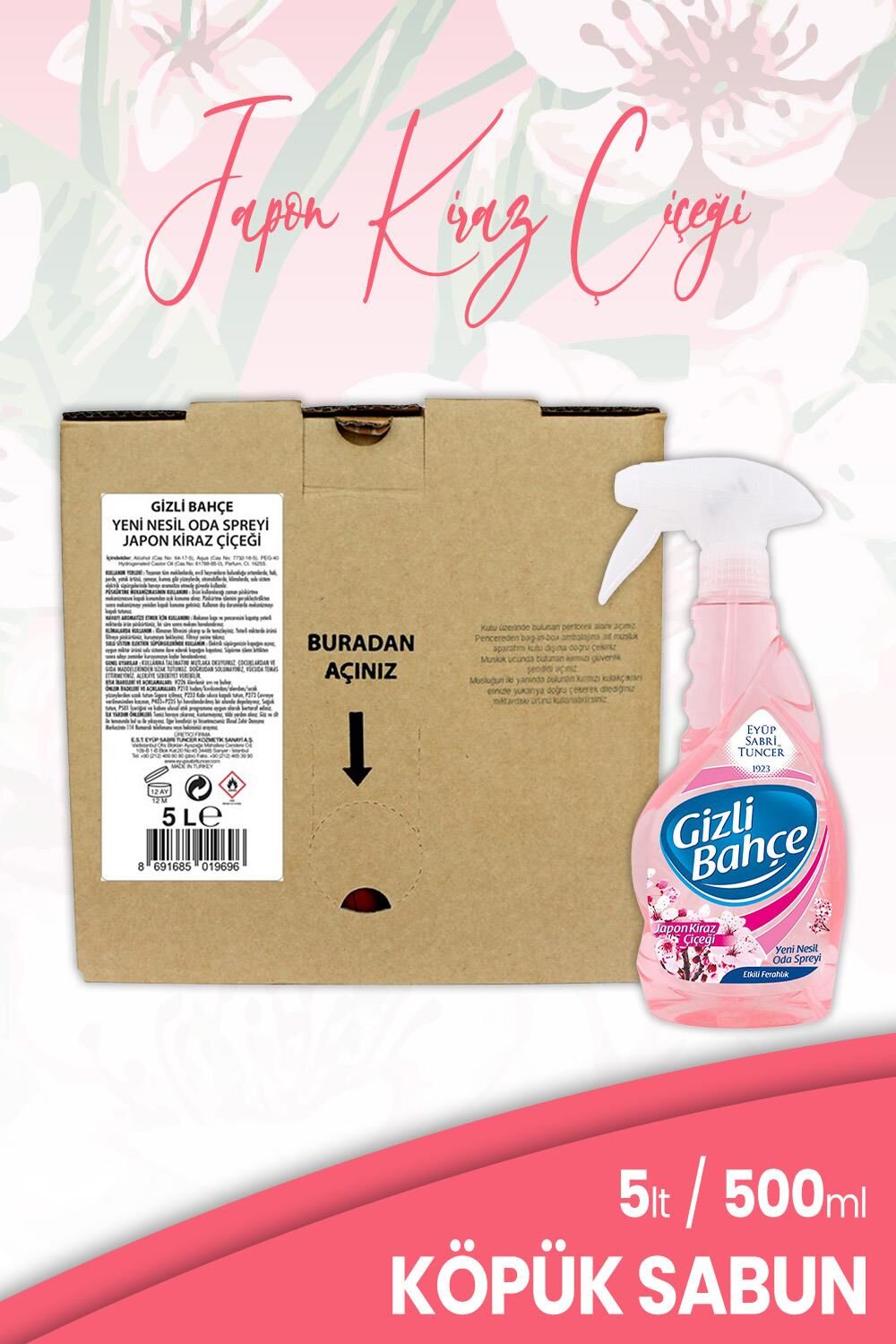 Eyüp Sabri Tuncer Japon Kiraz Çiçeği Oda Spreyi 5 lt ve 500 ml