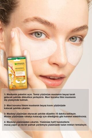 Garnier Kağıt Göz Maskesi Nem Bombası Portakal X 5 ve Micellar Makyaj Temizleme Suyu