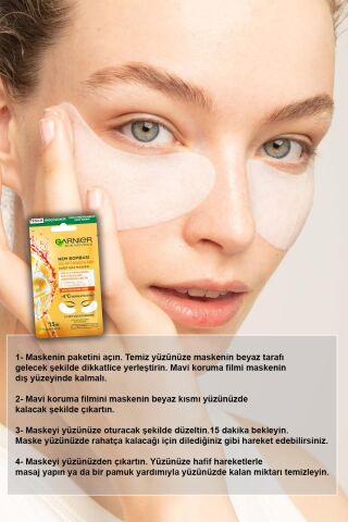 Garnier Kağıt Göz Maskesi Nem Bombası Portakal X 5 ve Micellar Makyaj Temizleme Suyu