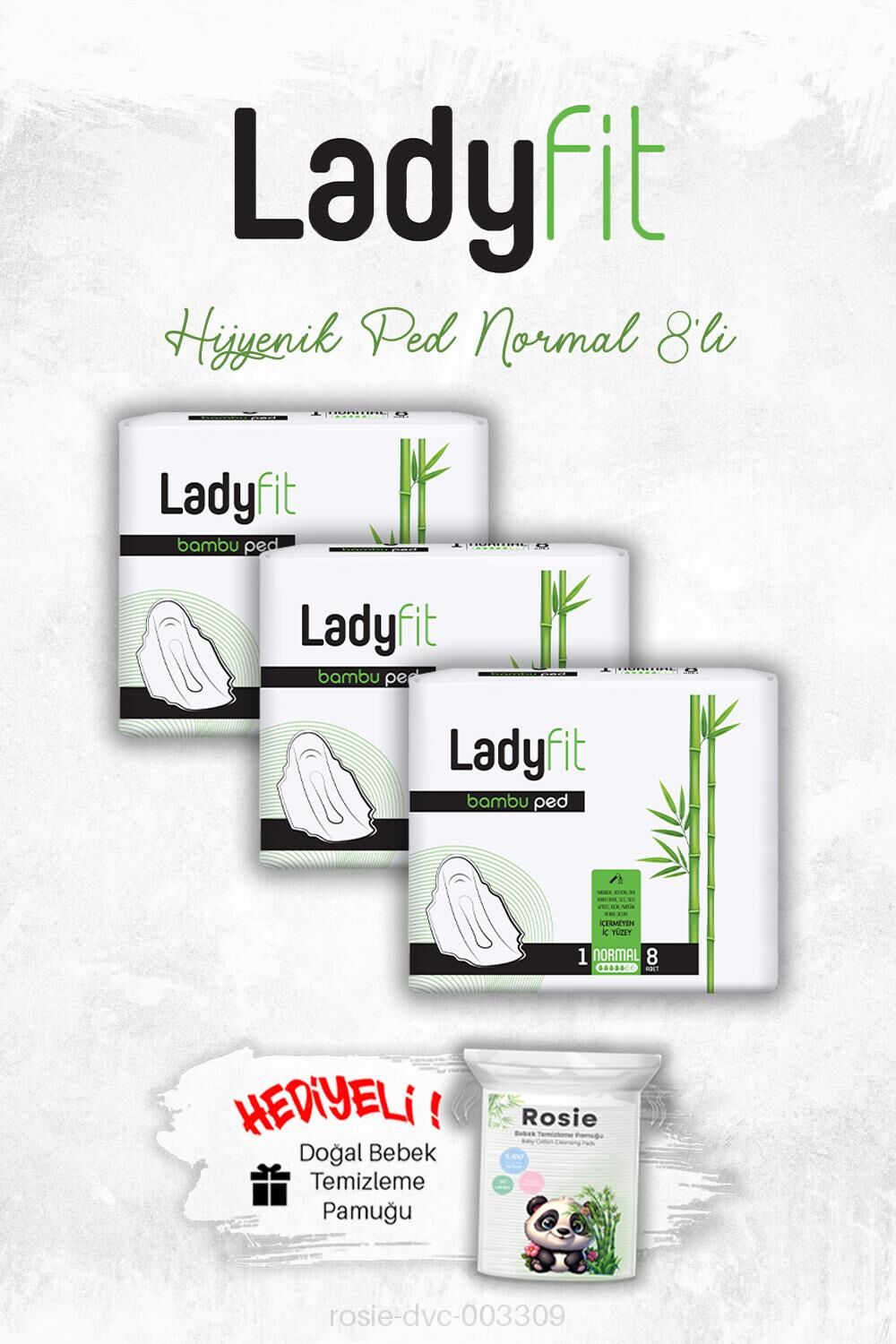 Ladyfit Hijyenik Ped Normal 8'li X3 ve ROSIE