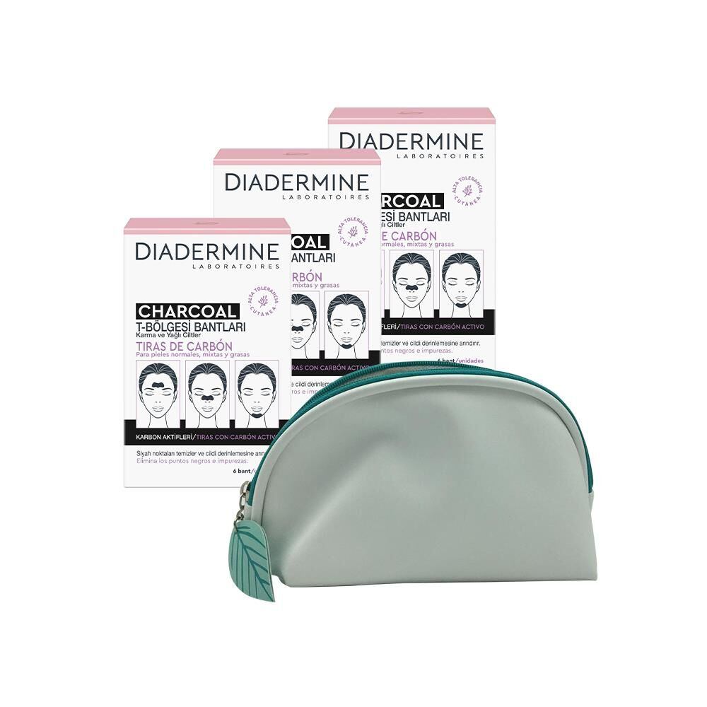 Diadermine Kömürlü T Bölgesi Bantları 6 Bant x 3 ve Diadermine Çanta Hediyeli