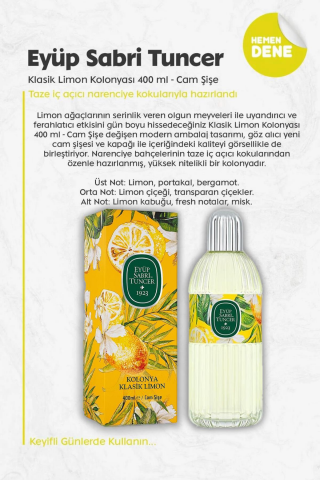 Eyüp Sabri Tuncer Klasik Limon Kolonyası Cam Şişe 3 Adet  400 ml ve ROSIE