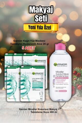 Garnier Tazeleyici Hyaluronik Aloe Kağıt Maske X 5 ve Micellar Makyaj Temizleme Suyu