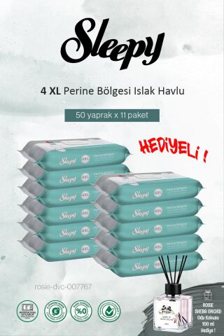 Sleepy 11 paket x 50'li (550 yaprak) Perine Bölgesi Vücut Havlusu ve ROSIE