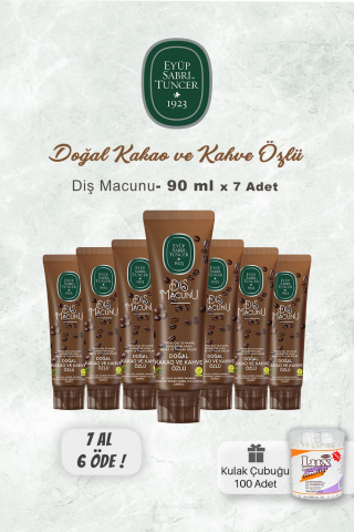 Eyüp Sabri Tuncer Diş Macunu 7 AL 6 ÖDE Kakao Özlü 90 ml ve Kulak Çubuğu