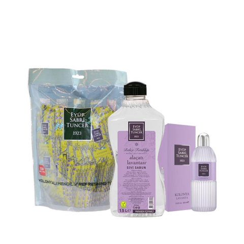 Eyüp Sabri Tuncer Alaçatı Lavantası Kolonya, Mendil ve Sıvı Sabun Seti