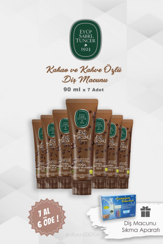 Eyüp Sabri Tuncer Diş Macunu 7 AL 6 ÖDE Kahve Özlü 90 ml, Diş Macunu Sıkma Aparatı Hediye