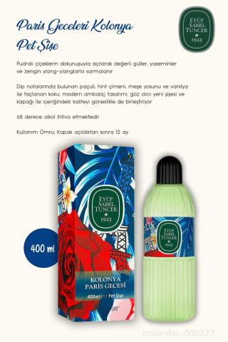 Eyüp Sabri Tuncer Paris Gecesi Kolonyası 400 ML Pet Şişe 3 Adet ve ROSIE Pamuk