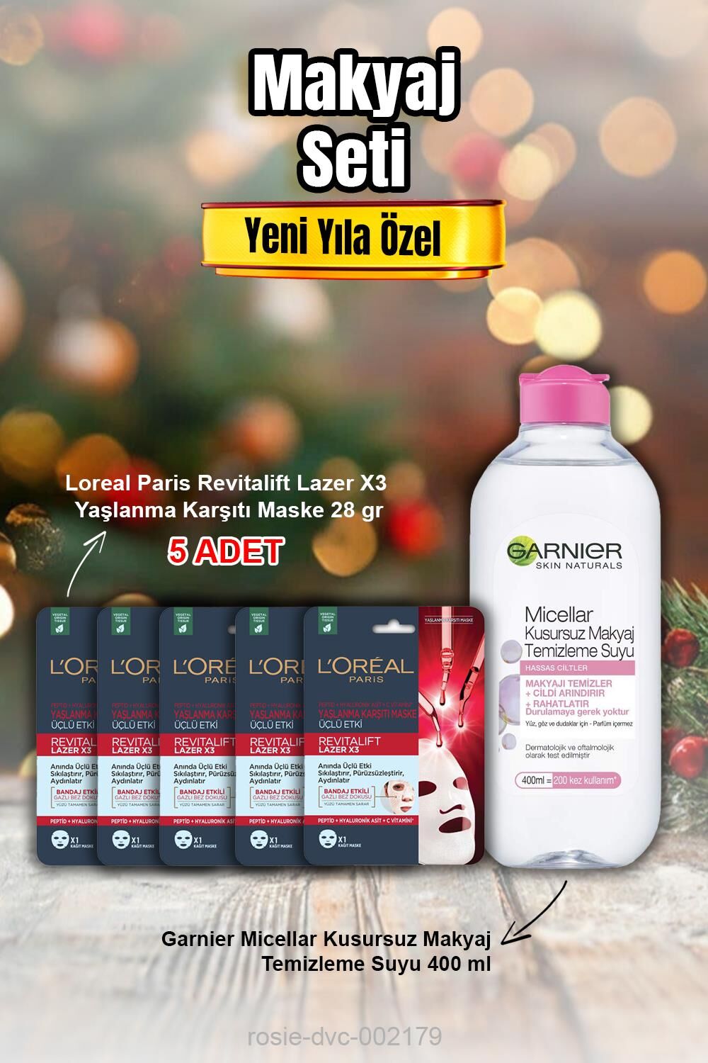 Loreal Revitalift Lazer X3 Yaşlanma Karşıtı Maske X 5 ve Micellar Makyaj Temizleme Suyu