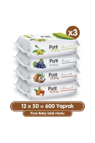 Pure Baby Meyveli Set Islak Havlu 12x50 (600 YAPRAK)