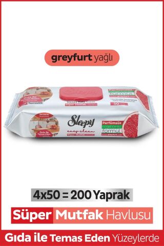 Sleepy Easy Clean Süper Yüzey Temizlik Mutfak Havlusu Greyfurt Yağlı 4x50 (200 YAPRAK)