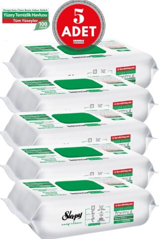 Sleepy Easy Clean Yüzey Temizlik Havlusu 100 Yaprak 5 Adet