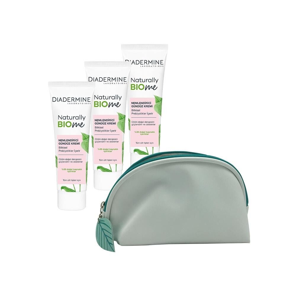 Diadermine Naturally Bio Me Nemlendirici Gündüz Kremi 50 ml x 3 ve Diadermine Çanta Hediyeli