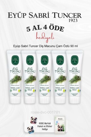 Eyüp Sabri Tuncer Diş Macunu Çam Özlü 90 ml 5 Al 4 Öde ve Rosie Pamuk