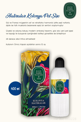 Eyüp Sabri Tuncer Hatıralar Kolonyası Pet Şişe 400 ml 3 Adet ve ROSIE Pamuk