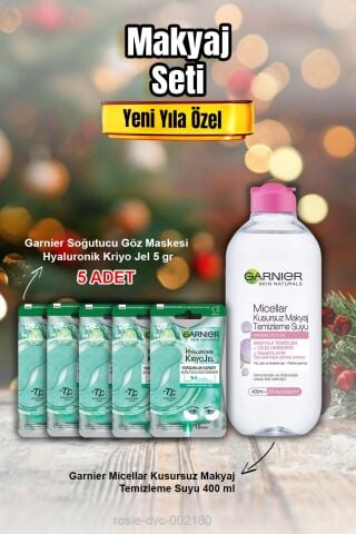 Garnier Soğutucu Göz Maskesi Hyaluronik Kriyo Jel X 5 ve Micellar Makyaj Temizleme Suyu