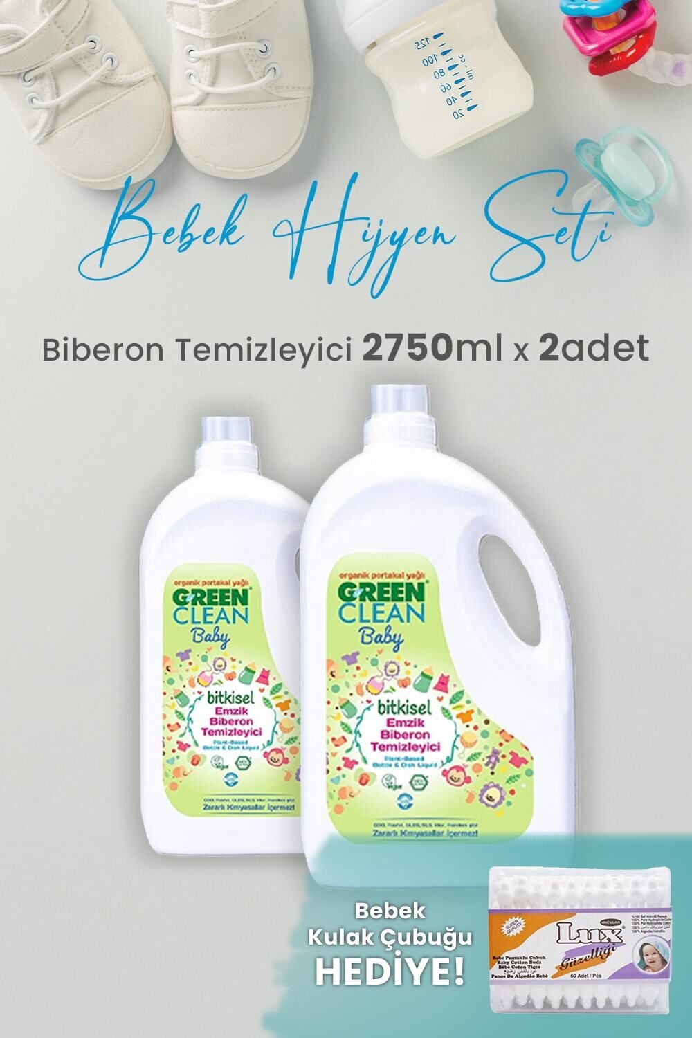 Green Clean Baby Likit Biberon Temizleyici 2750 ml x 2 Adet ve Hediyeli