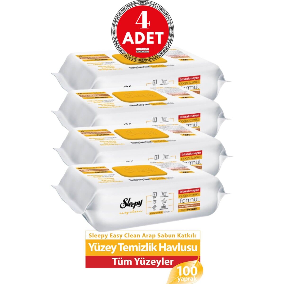 Sleepy Yüzey Temizleme Havlusu Arap Sabunlu 100'lü 4 Adet