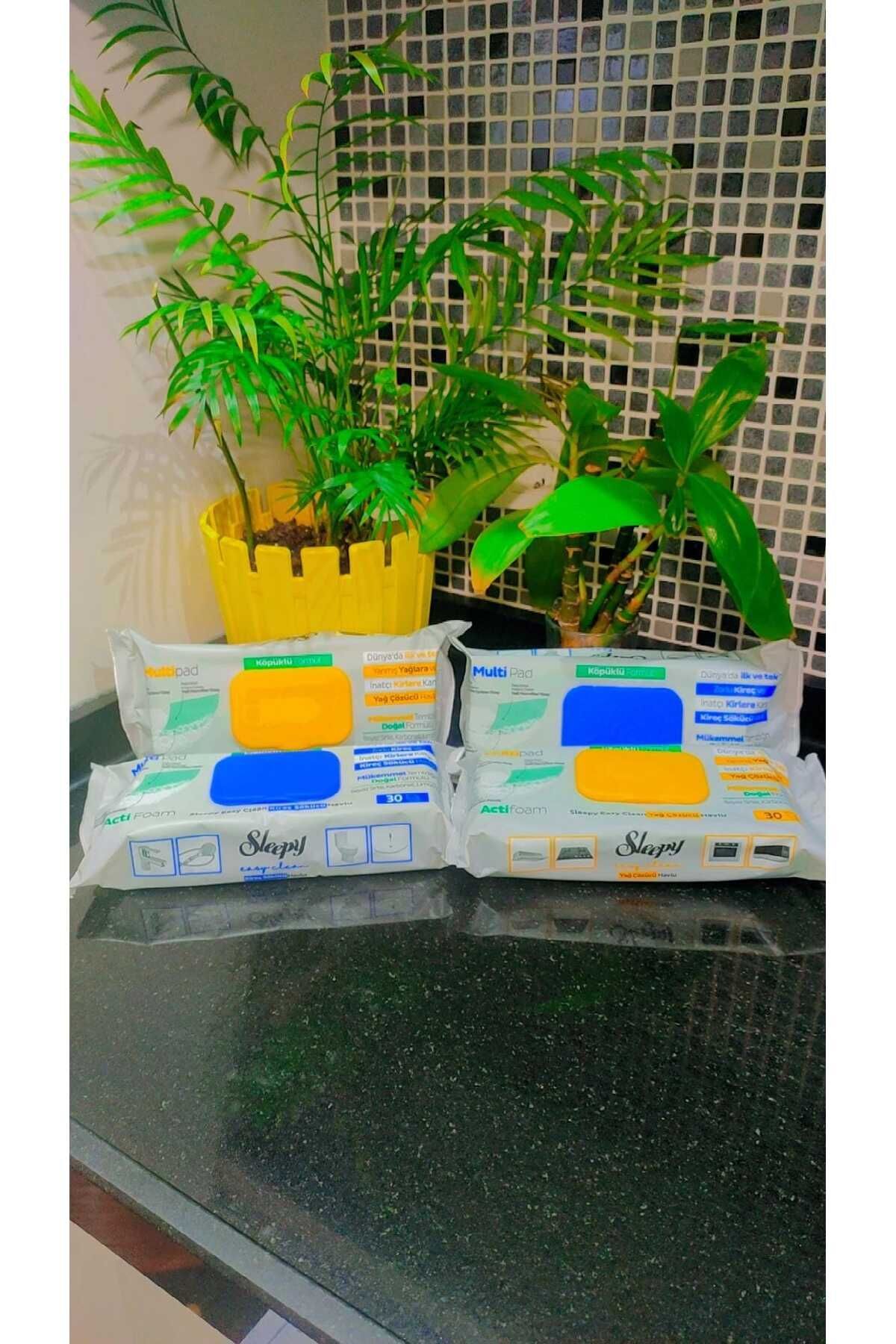 Sleepy Easy Clean Köpüklü Yağ Çözücü Havlu 2 Adet ve Kireç Sökücü Havlu 2 Adet 120 Yapraklı