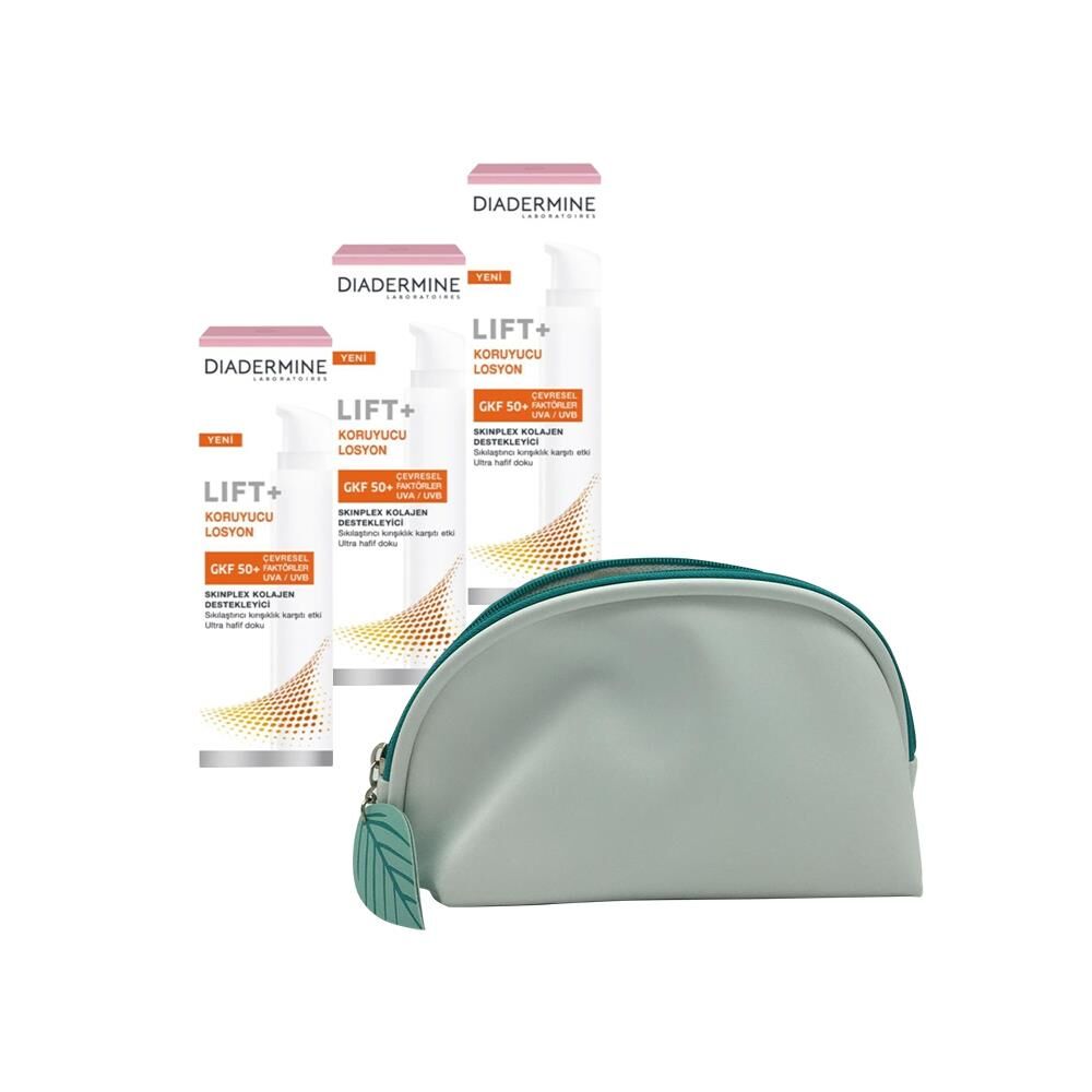 Diadermine Lift+ Kırışıklık karşıtı Koruyucu Losyon 40 ml x 3 ve Diadermine Çanta Hediyeli